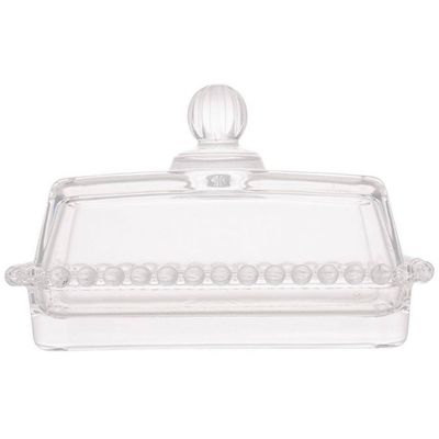 Manteigueira Wolff Pearl em Cristal com Tampa Incolor