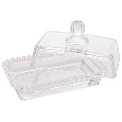 Manteigueira Wolff Pearl em Cristal com Tampa Incolor