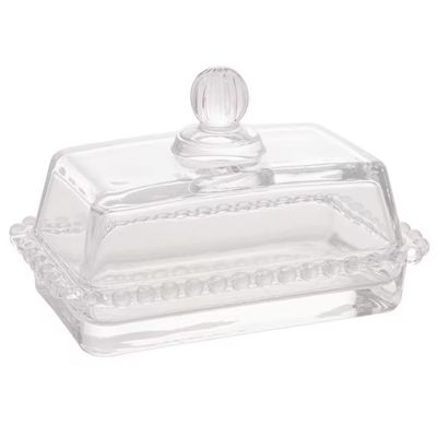 Manteigueira Wolff Pearl em Cristal com Tampa Incolor