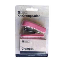 Grampeador Le com Grampos 24/6 até 15 Folhas Rosa Pastel