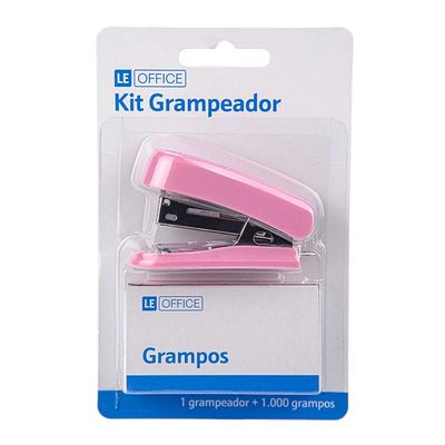 Grampeador Le com Grampos 24/6 até 15 Folhas Rosa Pastel
