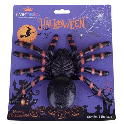 Aranha Decorativa Halloween Silver Plastic