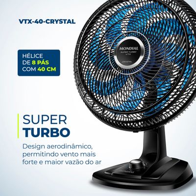 Ventilador de Mesa Super Turbo 8 Pás Mondial VTX-40-CRYSTAL 127V