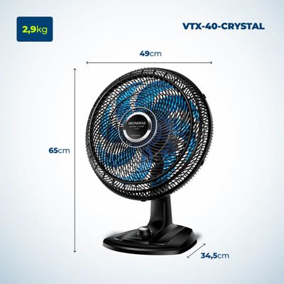 Ventilador de Mesa Super Turbo 8 Pás Mondial VTX-40-CRYSTAL 127V