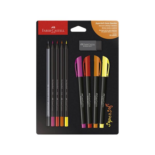Kit Supersoft Faber-Castell Cores Quentes 10 Peças