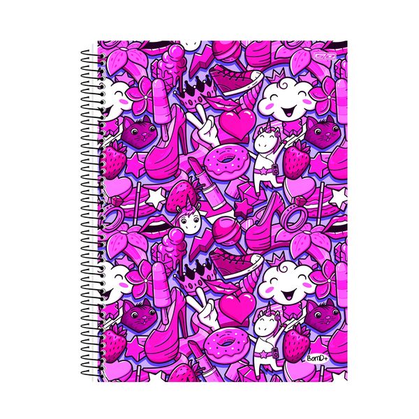Caderno Universitário São Domingos Bom D+ Feminino Capa Dura 12 Matérias 192 Folhas - Item Sortido