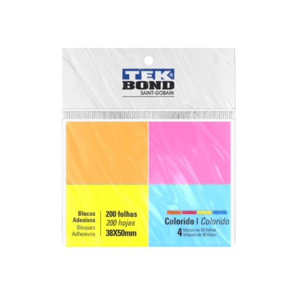 Bloco Adesivo Tekbond 4 Cores com 50 Folhas 38x50mm