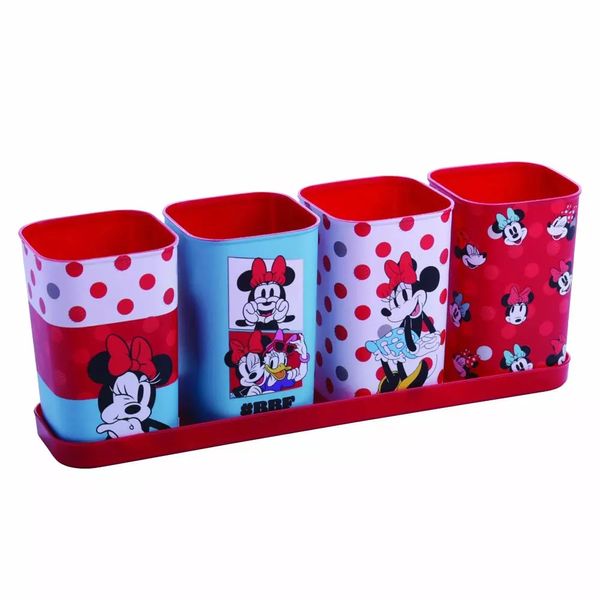 Porta-Canetas Plasútil Minnie 4 Peças Porta-Canetas Plasútil Minnie 4 Peças