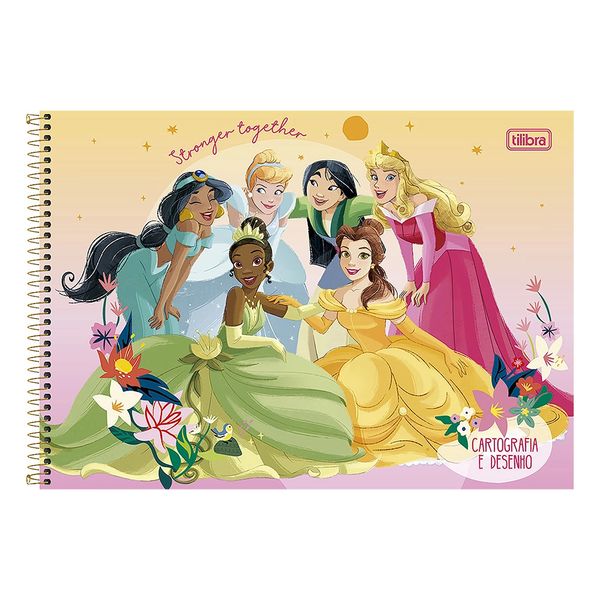 Caderno de Cartografia e Desenho Tilibra Princesas Espiral 80 Folhas - Item Sortido