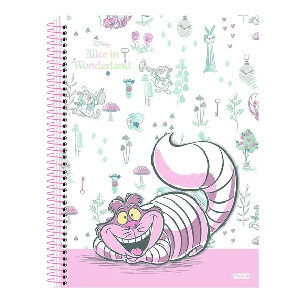 Caderno Universitário São Domingos Alice In Wonderland Capa Dura 1 Matéria 80 Folhas