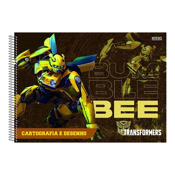 Caderno de Cartografia e Desenho Espiral São Domingos Transformers Capa Dura 60 Folhas
