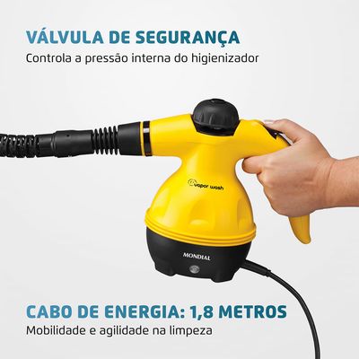Higienizador Vapor Wash Mondial Amarelo e Preto 1000W HG-01 127V