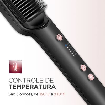 Escova Alisadora Black Rose Mondial Preto e Rose EA-07 BIV