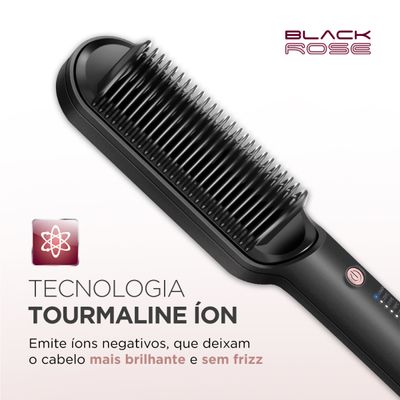 Escova Alisadora Black Rose Mondial Preto e Rose EA-07 BIV
