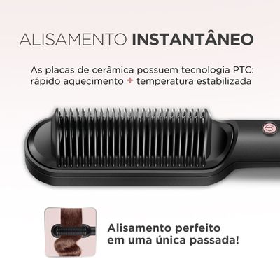 Escova Alisadora Black Rose Mondial Preto e Rose EA-07 BIV