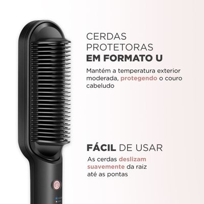 Escova Alisadora Black Rose Mondial Preto e Rose EA-07 BIV