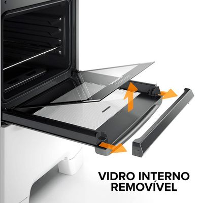 Fogão Continental 4 Bocas FC4IB Mesa de Inox Tecnologia Top Limpa Fácil Acendimento Automático Branco / Bivolt