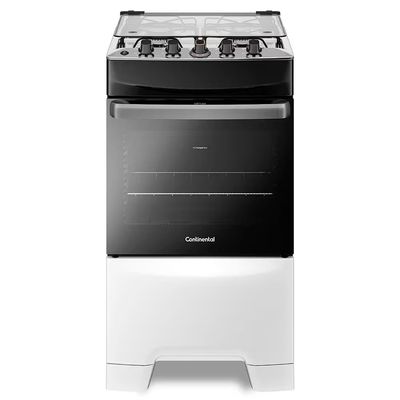 Fogão Continental 4 Bocas FC4IB Mesa de Inox Tecnologia Top Limpa Fácil Acendimento Automático Branco / Bivolt