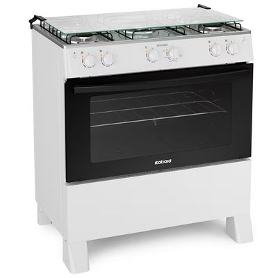 Fogão Itatiaia 5 Bocas Star New Com Mesa em Inox e Acendimento Automático Branco / Bivolt