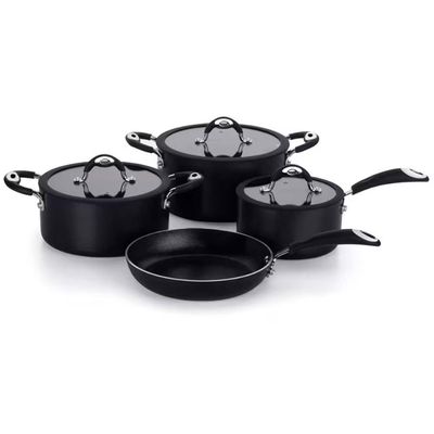 Conjunto de Panelas 4 Peças Multiflon Dom com Revestimento Antiaderente Quartzo 7 Camadas e Tampas com Saída de Vapor Preto