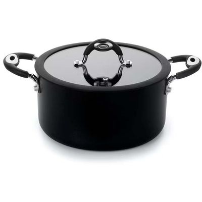 Conjunto de Panelas 4 Peças Multiflon Dom com Revestimento Antiaderente Quartzo 7 Camadas e Tampas com Saída de Vapor Preto