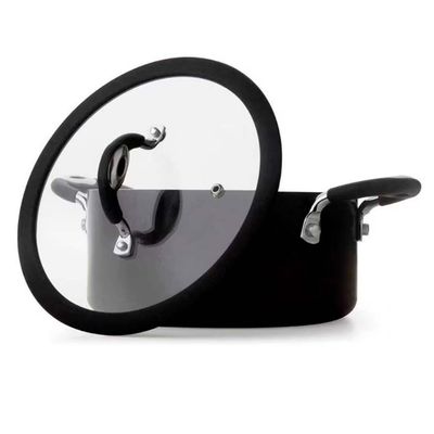 Conjunto de Panelas 4 Peças Multiflon Dom com Revestimento Antiaderente Quartzo 7 Camadas e Tampas com Saída de Vapor Preto