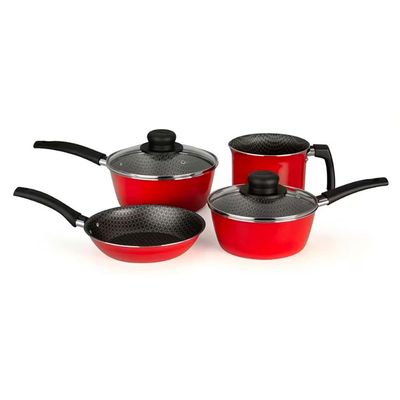 Conjunto de Panelas 4 Peças Multiflon Essencial com Revestimento Antiaderente Ultra7 e Tampas de Vidro Vermelho