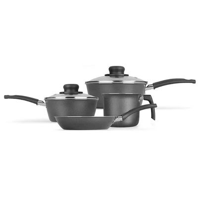 Conjunto de Panelas 4 Peças Multiflon Essencial com Revestimento Antiaderente Ultra7 e Tampas de Vidro Cinza