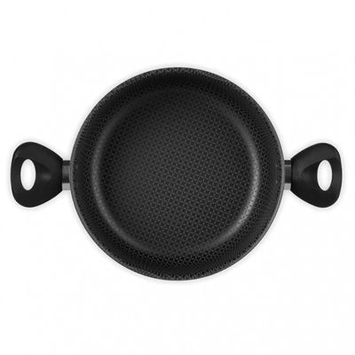 Caçarola Gourmet Multiflon com Tampa de Vidro e Antiaderente de Alumínio 24cm Preto