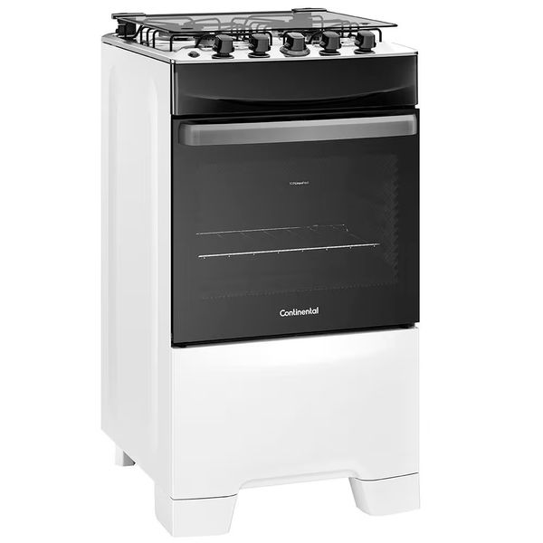 Fogão Continental 4 Bocas FC4IB Mesa de Inox Tecnologia Top Limpa Fácil Acendimento Automático Branco / Bivolt