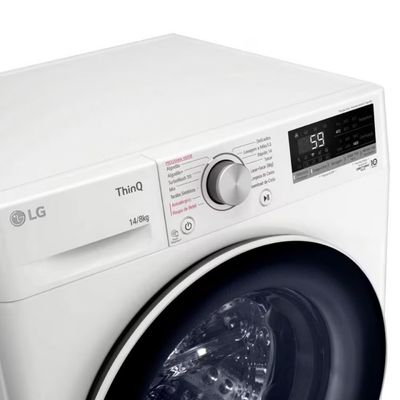 Lava e Seca LG Smart VC4 Inox com Inteligência Artificial AI DD CV5014WC4 14Kg e 8Kg Branco / 220V