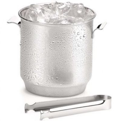 Balde para Gelo com Pinça Bartender em Inox 650ML Forma Inox