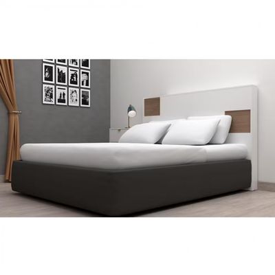 Cabeceira para Cama Box Casal e Queen Bartira Diplomata com Revestimento em Finish Foil Branco/Avelã