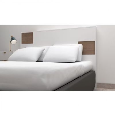 Cabeceira para Cama Box Casal e Queen Bartira Diplomata com Revestimento em Finish Foil Branco/Avelã