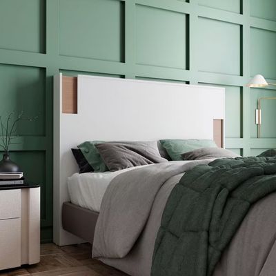 Cabeceira para Cama Box Casal e Queen Bartira Diplomata com Revestimento em Finish Foil Branco/Avelã