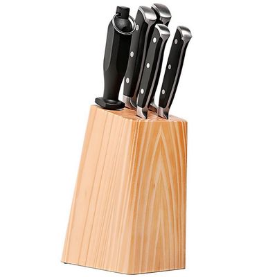 Conjunto de Facas Brinox em Aço Inox e ABS Infinity com Cepo 6 Peças Preto com Inox e Marrom