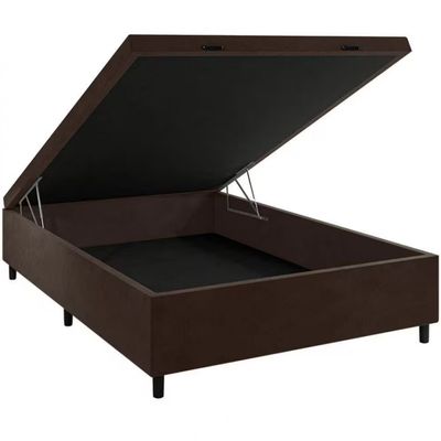Cama Box de Casal Portobel Noah Ortopédico com Molas Ensacadas, EPS e Revestimento em Poliéster 70x138x188cm Branco com Marrom