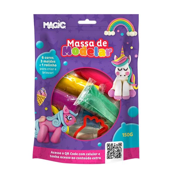 Kit Massa de Modelar EVA Magic Kids Unicórnio 6 Cores