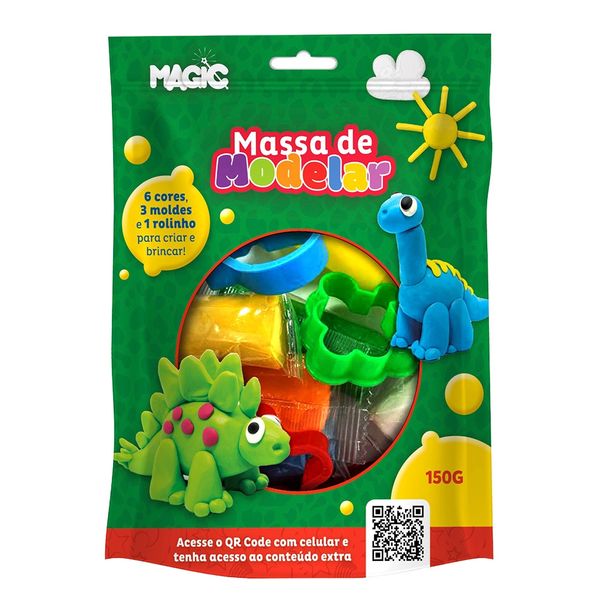 Kit Massa de Modelar EVA Magic Kids Dino 6 Cores