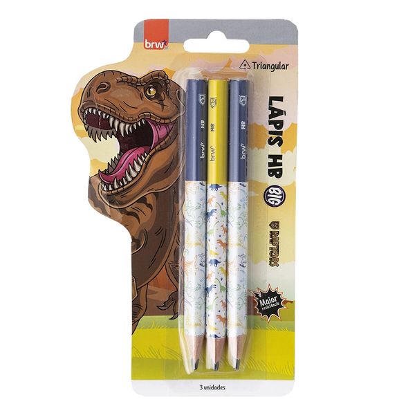 Lápis HB BRW Big Raptors com 3 Unidades Lápis HB BRW Big Raptors com 3 Unidades