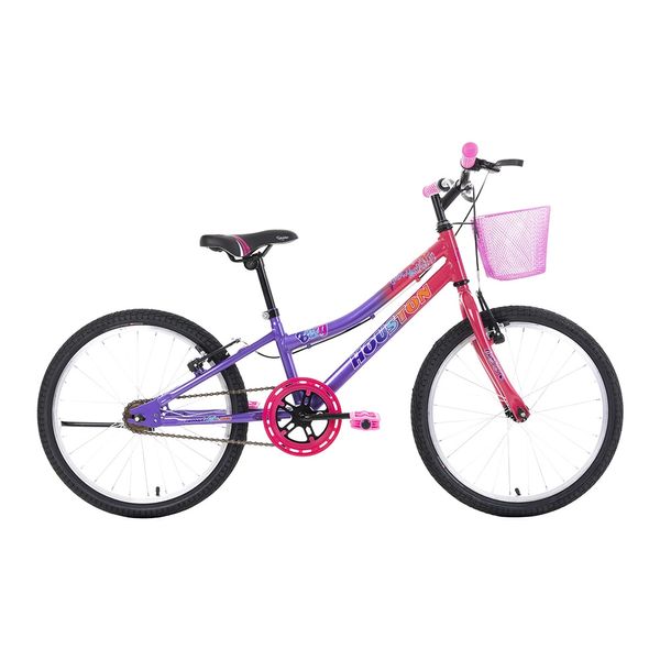 Bicicleta Houston Bixy Aro 20 Rosa e Roxa com Cesta