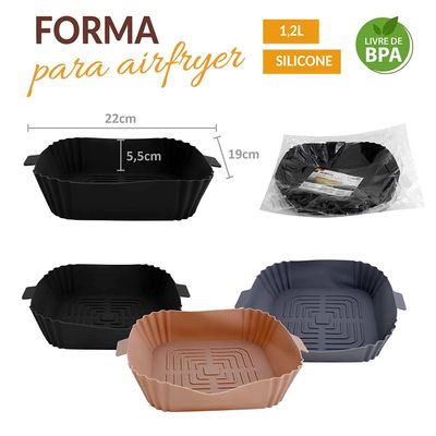 Forma Quadrada em Silicone 1,2L para Airfryer Sortido