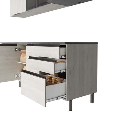 Cozinha Cristal 10 Portas 3 Gavetas MDP 15 mm Bartira Freixo/Azul