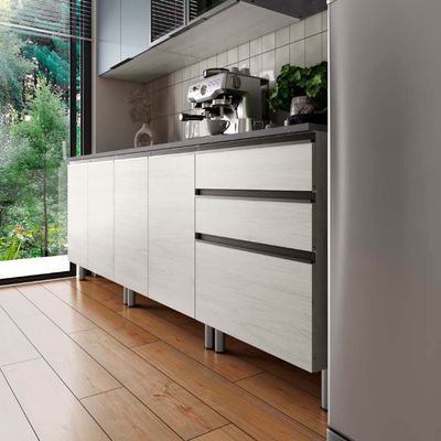 Cozinha Cristal 10 Portas 3 Gavetas MDP 15 mm Bartira Freixo/Azul