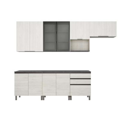 Cozinha Cristal 10 Portas 3 Gavetas MDP 15 mm Bartira Freixo