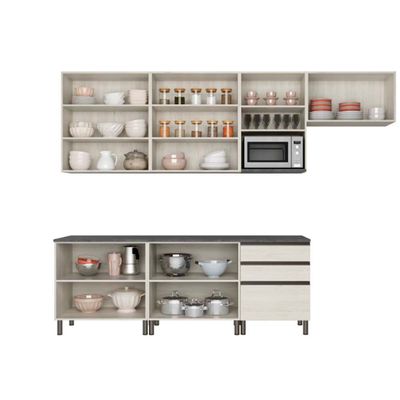 Cozinha Cristal 10 Portas 3 Gavetas MDP 15 mm Bartira Freixo