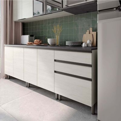 Cozinha Cristal 10 Portas 3 Gavetas MDP 15 mm Bartira Freixo