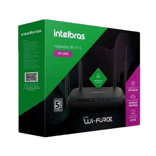 Roteador Wi-Fi Intelbras GF1200 Dual Band Wi-Force Preto