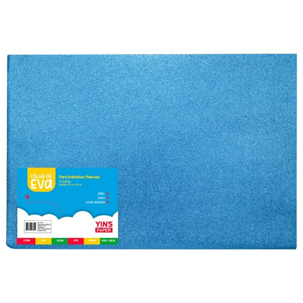 Folha EVA Yins Paper Azul Escuro com Glitter 40x48x0,15cm 10 Unidades