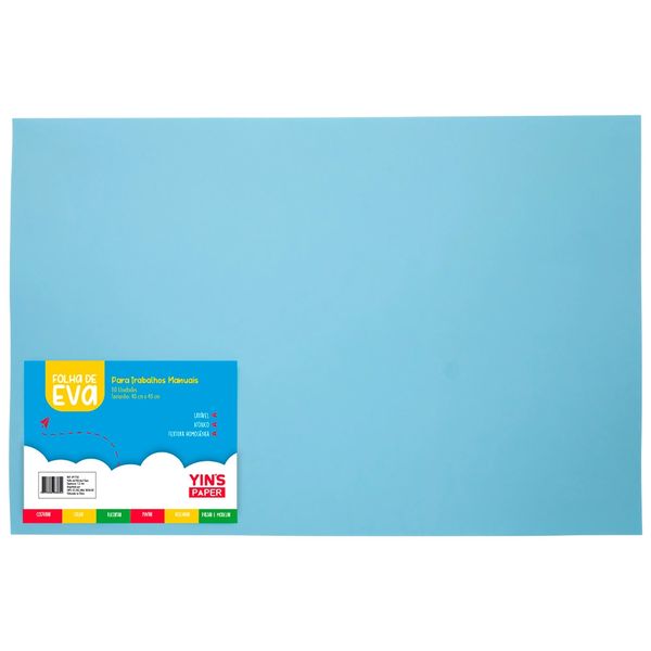 Folha de Eva Yins Paper Azul Claro 10 Unidades 40x48cm Folha de Eva Yins Paper Azul Claro 10 Unidades 40x48cm